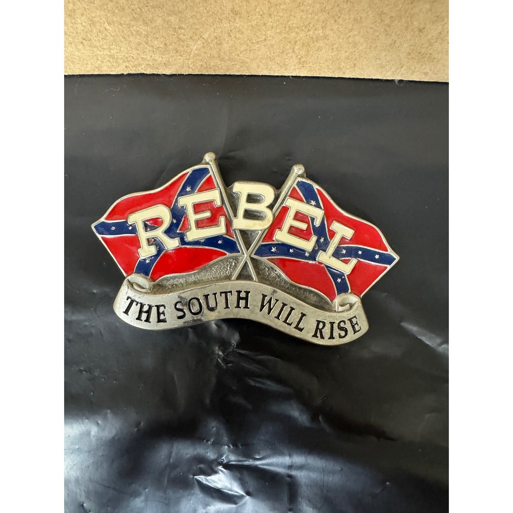Vintage 1996 Dragon Designs Rebel South Will Rise Pewter Belt Buckle DD126 DD175